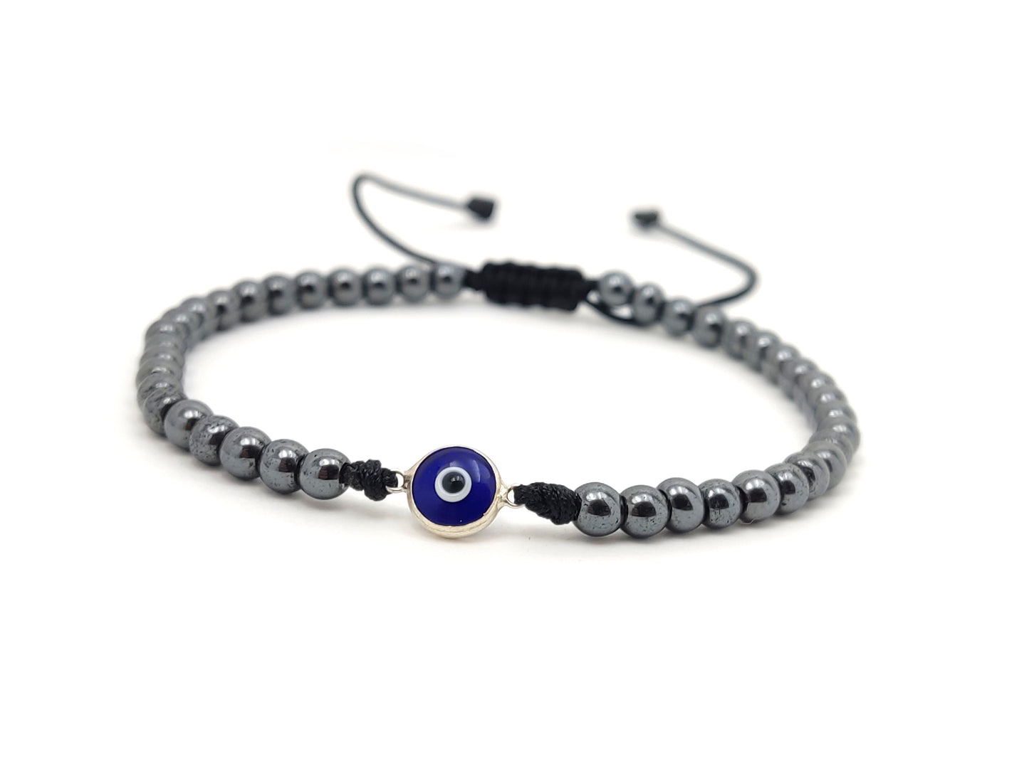 Silver Evil Eye Bracelet, Blue Evil Eye Nazar Greek Jewelry Bracelet, Mati Bracelets, Griechischer Silber Armaband Auge, Bijoux Grecque