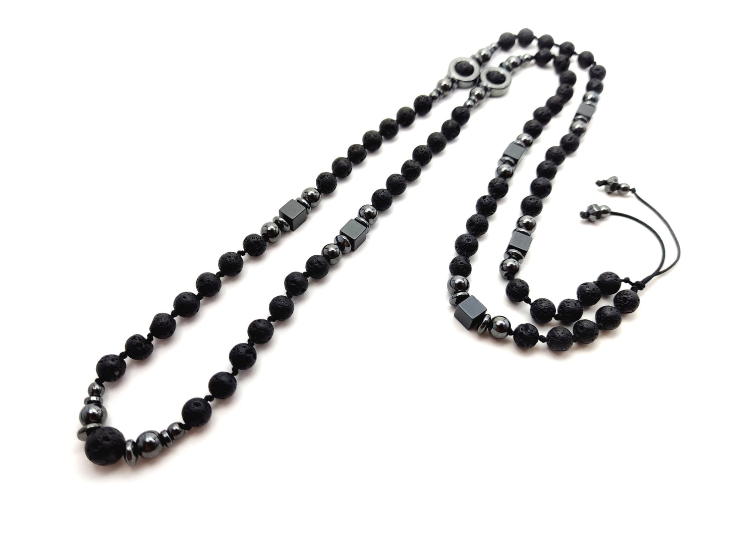 Long collier grec de pierres de lave 75cm - 29.2inch, collier d'hématite de pierres volcaniques noires d'hommes femmes, collier de cadeau d'hommes, bijoux de Santorini