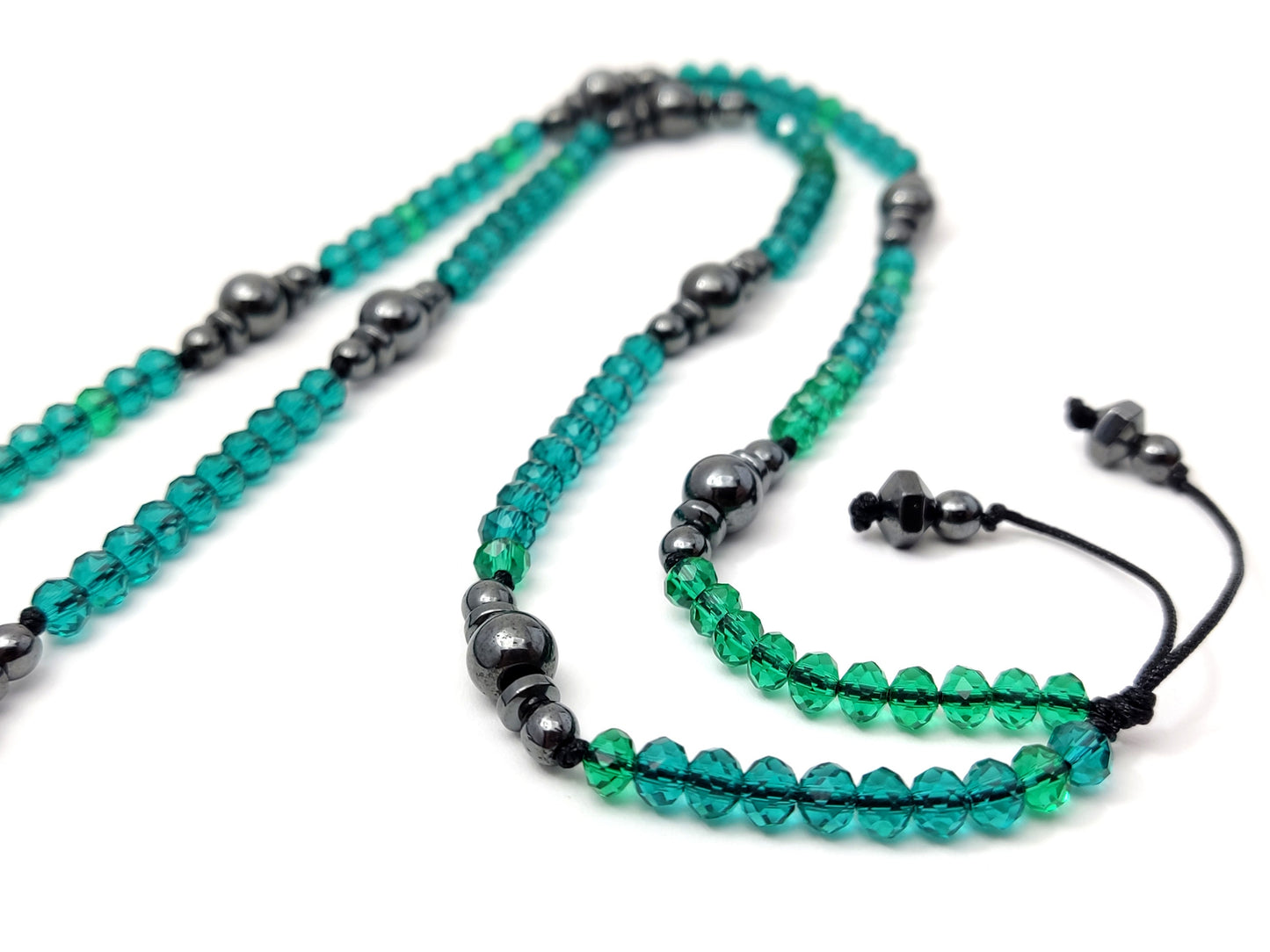 Long Crystal Malachite Green Stones Greek Necklace 70cm - 27.3inch, Men Women Green Natural Malachite Hematite Necklace, Green Necklace