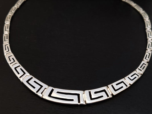 Greek Silver Necklace, Meander Sterling Silver 925 Jewelry From Greece, Griechischer Silber Kette Schmuck, Bijoux Grecque Collier, Grecian