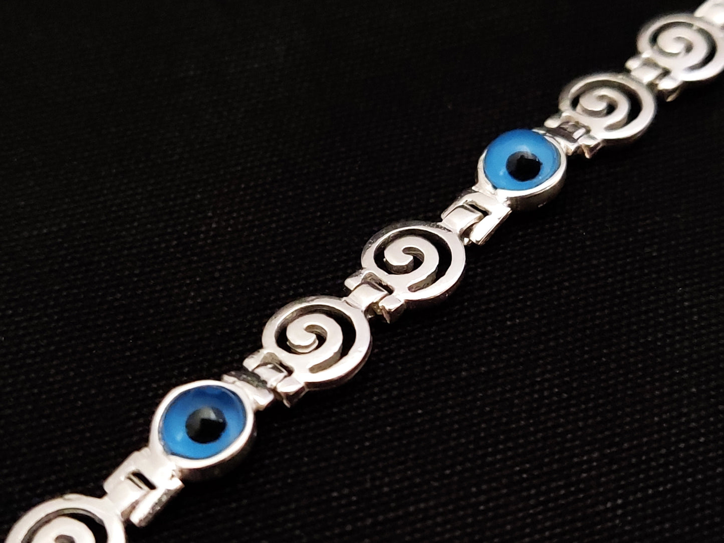 Greek Evil Eye Spiral Bracelet 7mm