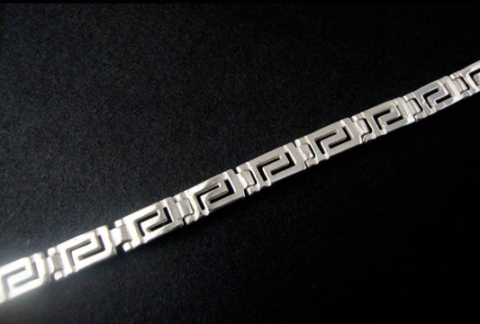 Sterling Silver 925 Ancient Greek Eternity Key Meander Bracelet, All Sizes, Silver Greek Bracelet, Silber Griechische Armband,Bijoux Grecque