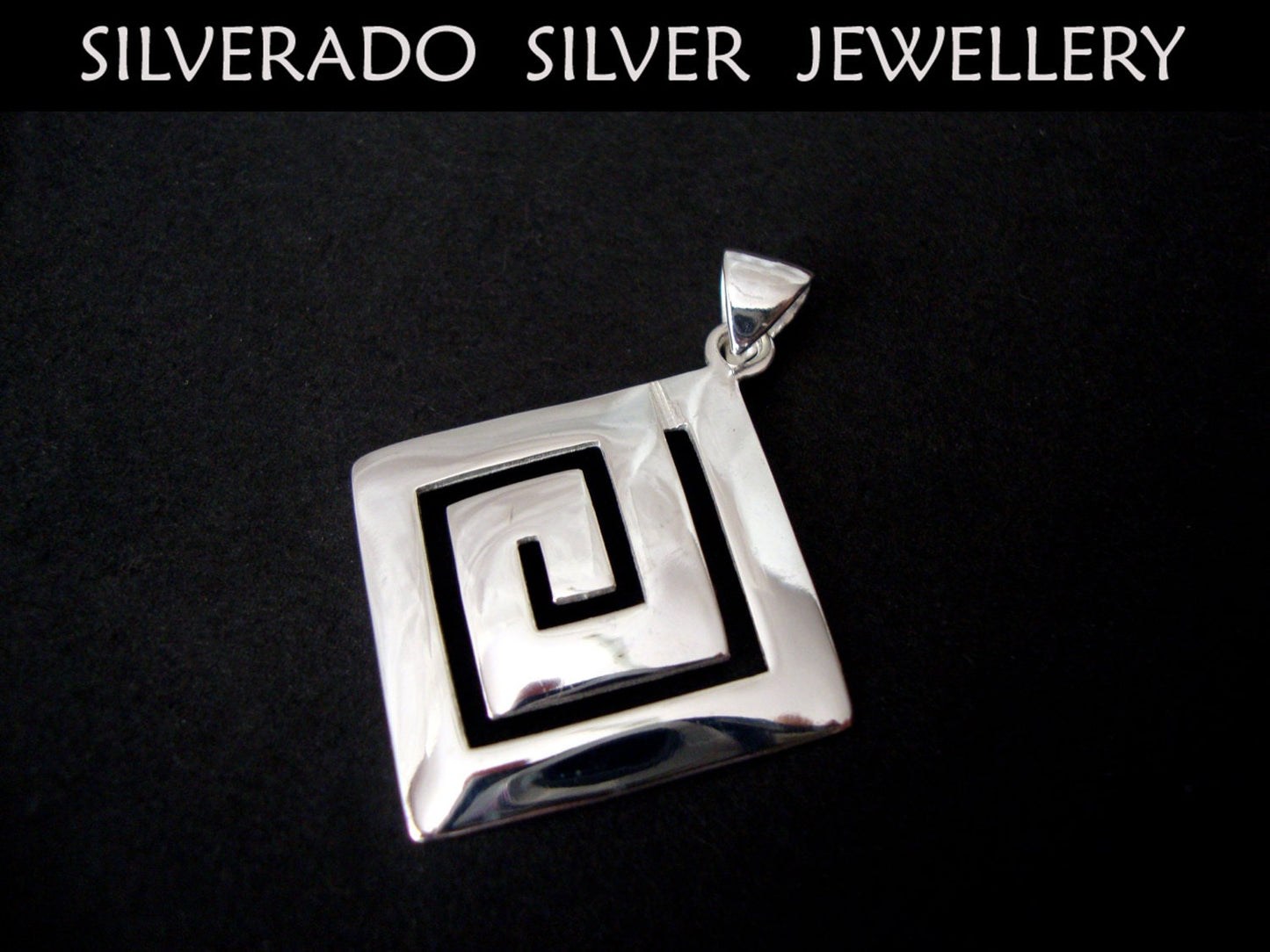 Sterling Silver 925 Ancient Greek Meander Key Pendant 27x27mm, Griechische Silber Anhanger Schmuck, Pendetif Grecque En Argent Bijoux