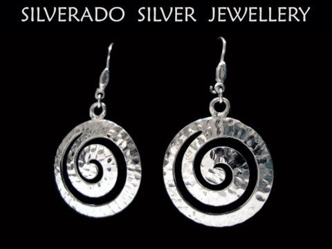 Sterling Silver 925 Ancient Greek Infinity Spiral Key Hammered Dangle ...