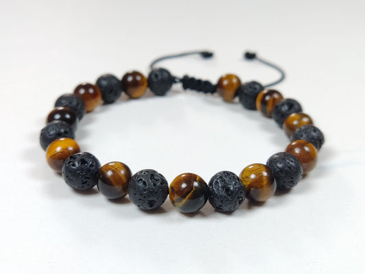 Lava Tiger Eye Greek Bracelet