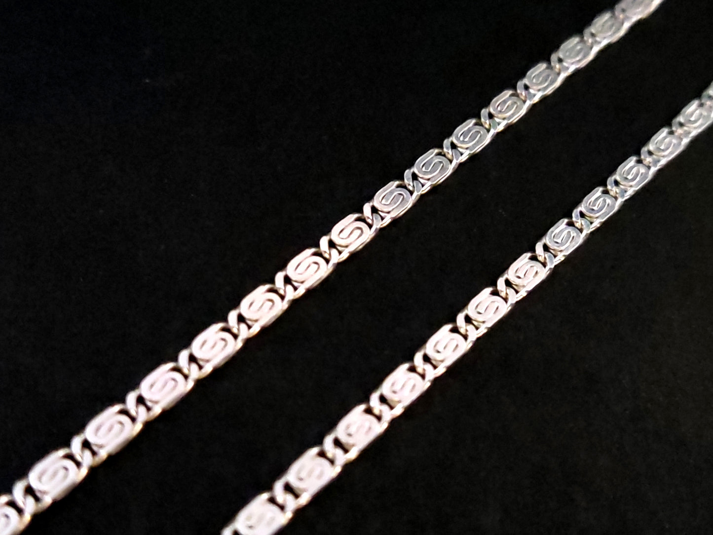Silbernes Fußkettchen mit griechischer Kette, 2 mm, Mäander