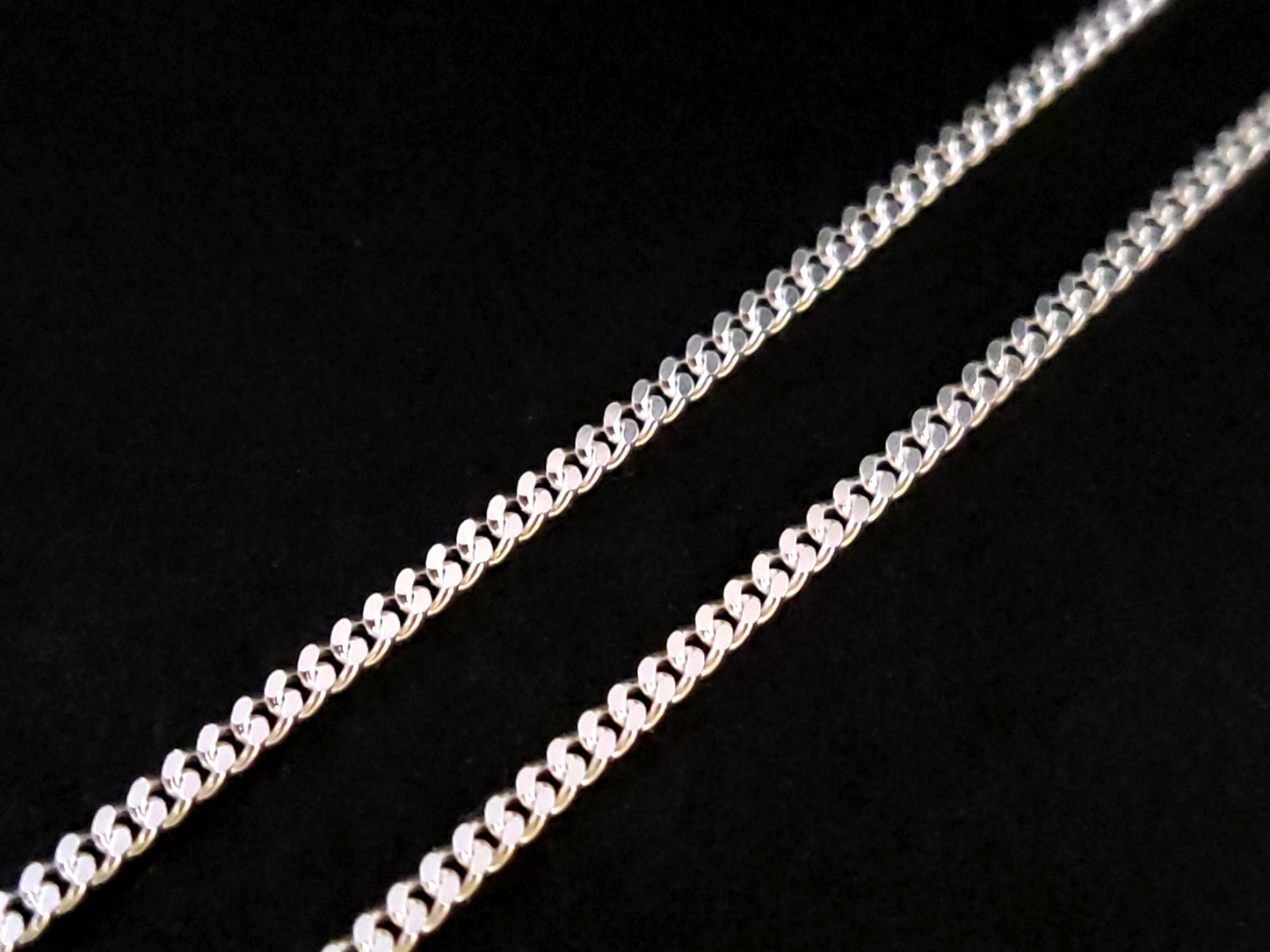 Silver Chain 2mm Curb Gourmet Anklet Bracelet