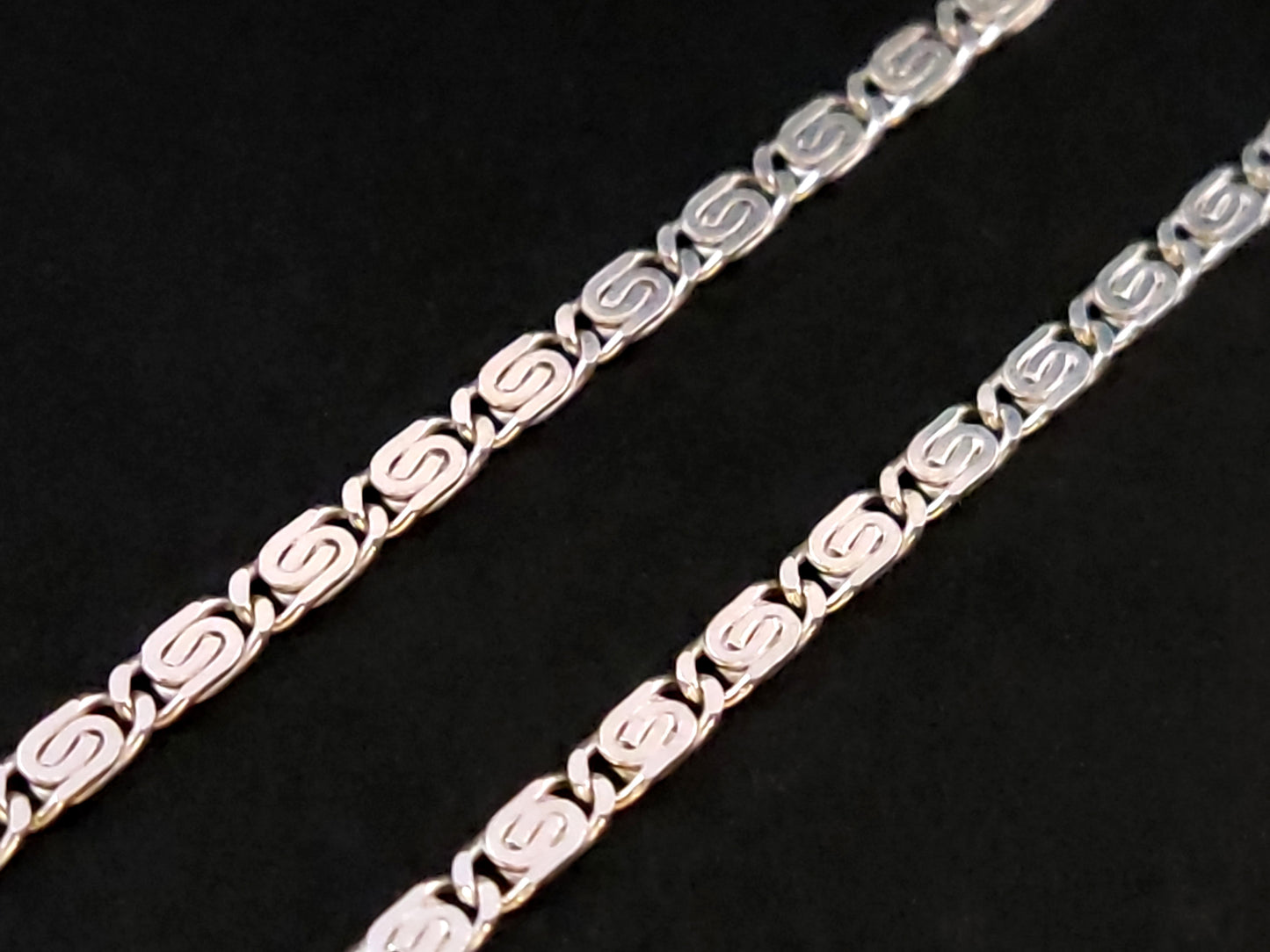Bracelet de cheville méandre en chaîne grecque argentée de 2 mm