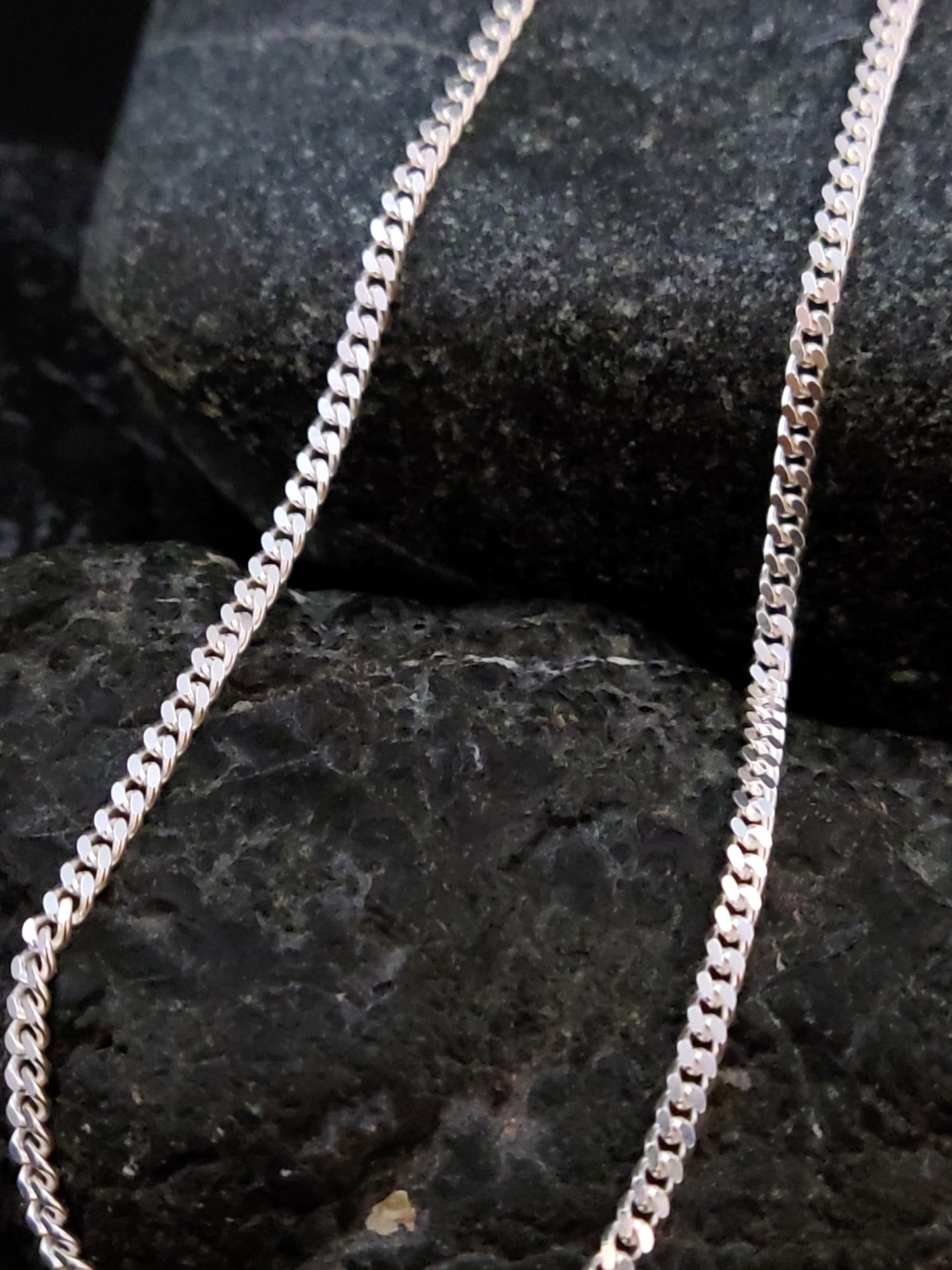 Silver Chain 2mm Curb Gourmet Anklet Bracelet